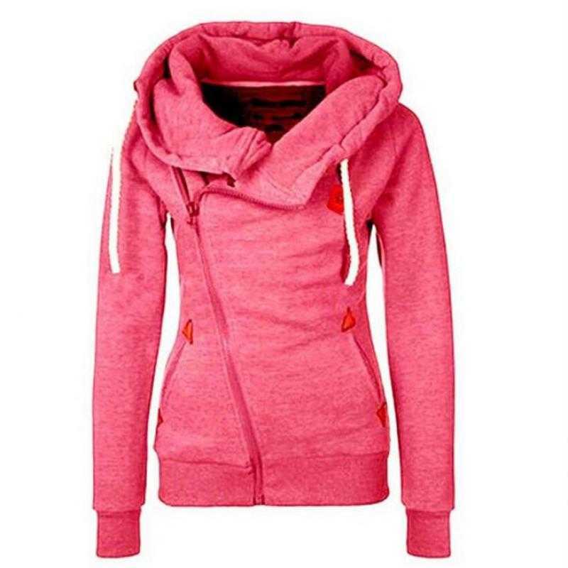 Womens Hoodies Fashion Casual Comfort Hooded Casual Zip-up Long Sleeve Solid Color Streetwear Hoodie 210816