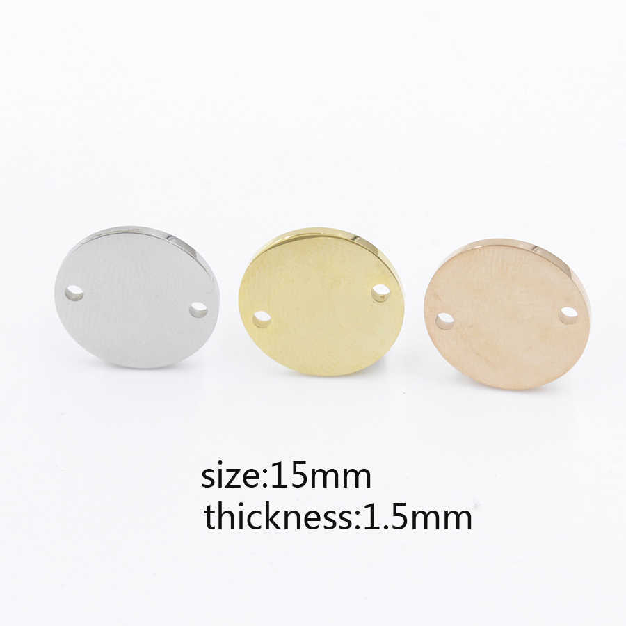 

Fnixtar Mirror Polished Stainless Steel Stamping Blanks Tags Charm Disk Two Inner Hole Personalize DIY Discs 15mm 20piece/lot 210720