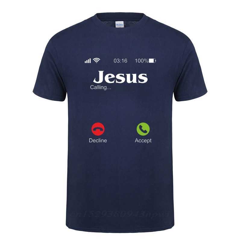 Jesus Is Calling T Shirt Christ Christian Religion Faith Bible Catholics Gift T-Shirt For Men Male Short Sleeve O Neck Tshirt 210629