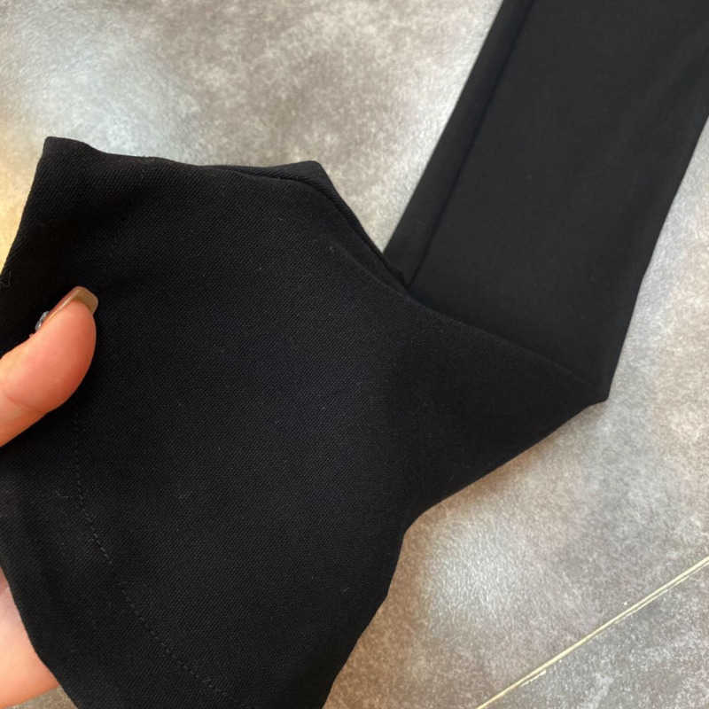 DEAT Women Black High Waist Stretch Is Thin And Fashionable Temperament All-match Pants Spring Summer MZ669 210709