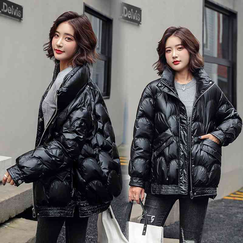 Women's Cotton-padded Jacket Bright Puffer Winter Short Bubble Parkas 210819