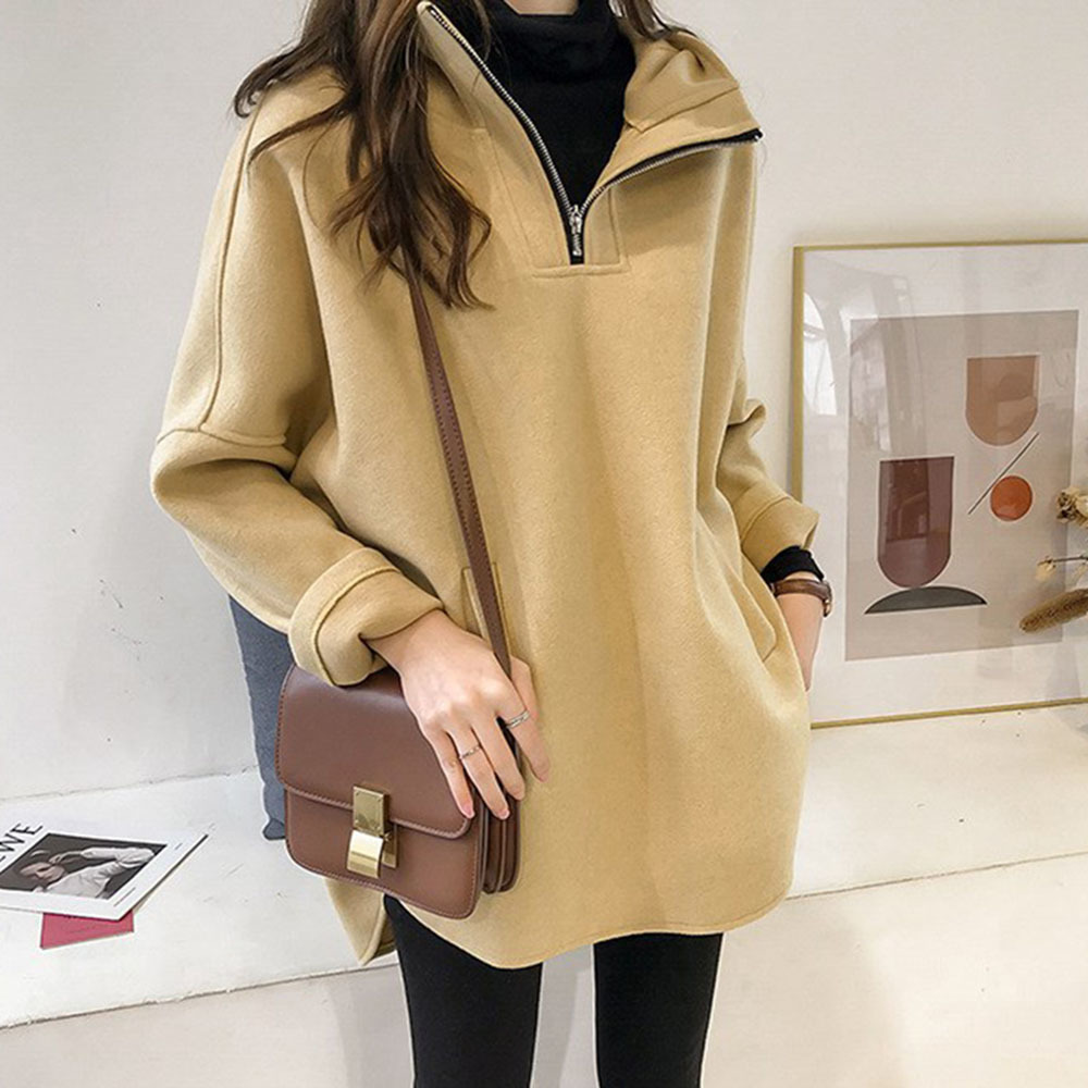 Hoodie Casual Women Autumn Winter Korean Japan Loose Long Sleeve Zipper Sweatshirts Pullover Hooded 201204