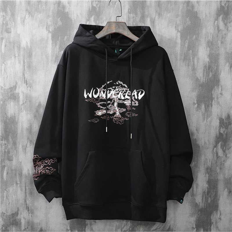 men hoodie plus velvet trend Harajuku style autumn and winter clothes loose hip-hop japanese streetwear couple Ulzzang hooded 210730