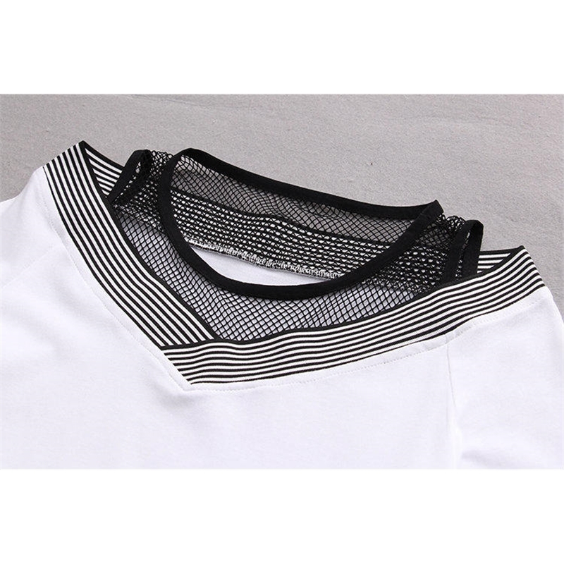 Plus size Patchwork Off the Shoulder women t shirt white & black tshirt women short Sleeve tops tshirt summer tee shirt T200516