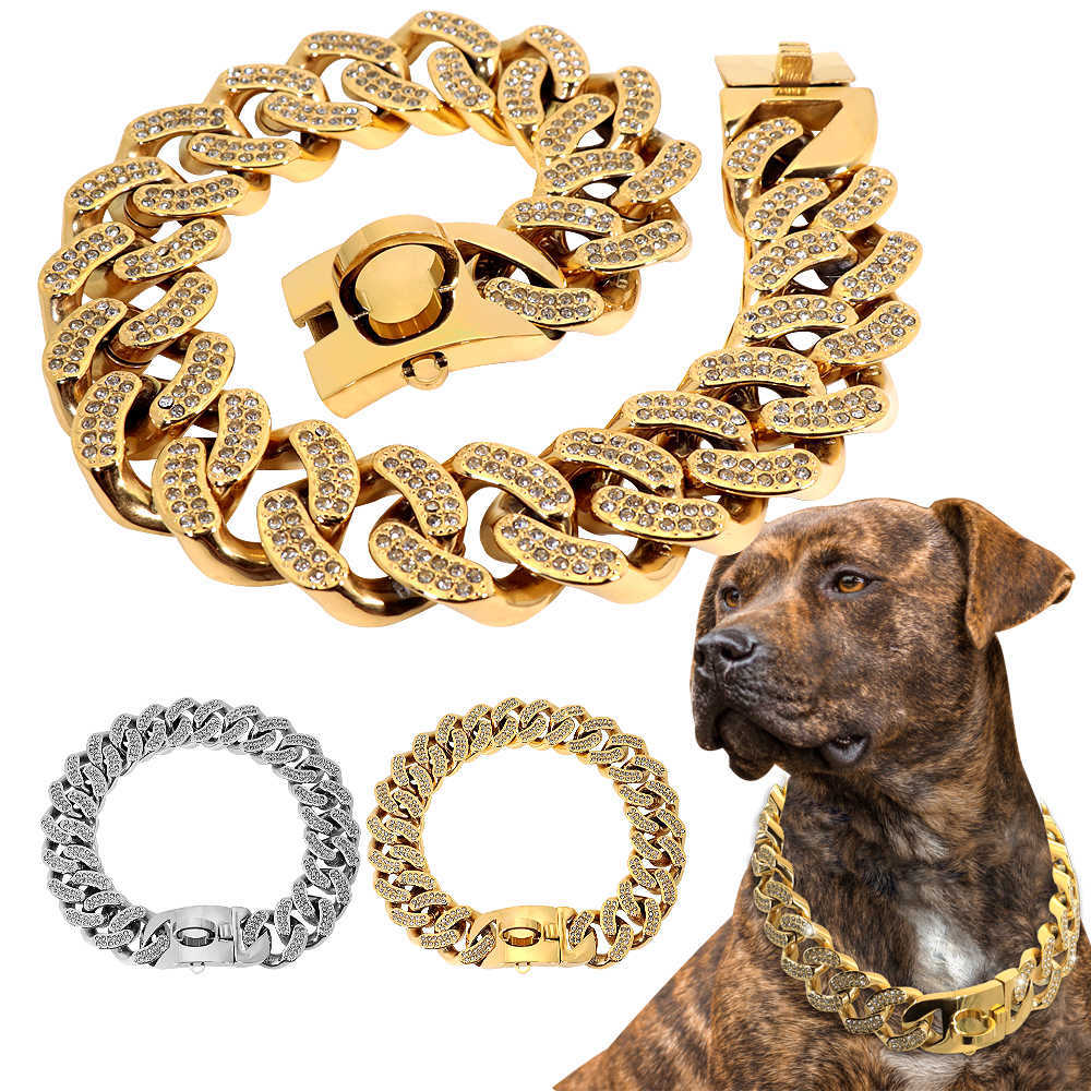 Stainless Steel Dog Chian Collar Strong Pet Slip Choke Collar Rhinestone Dog Slip Collars for Medium Large Dogs Pitbull X0703
Stainless Steel Dog Chian Collar Strong Pet Slip Choke Collar Rhinestone Dog Slip Collars for Medium Large Dogs Pitbull X0703