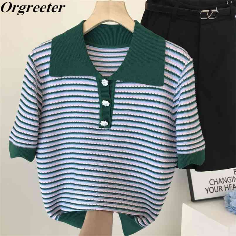 Women Fashion Ladies Sweater Chic Elegant Striped Knitted Top Retro Short Sleeve Lapel Square Neck Pullovers 210602, Green
Women Fashion Ladies Sweater Chic Elegant Striped Knitted Top Retro Short Sleeve Lapel Square Neck Pullovers 210602, Green