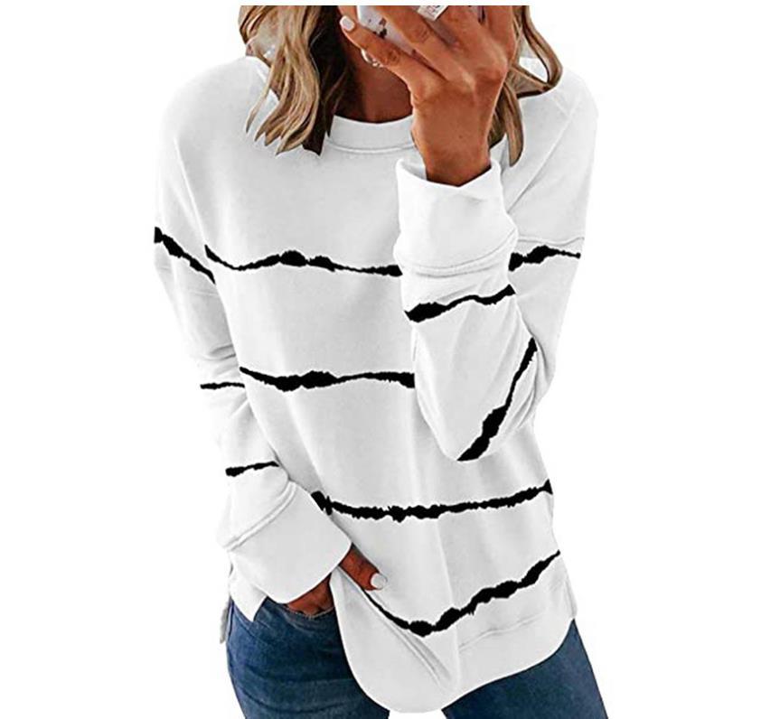 New Autumn Tops 5XL Large Size Women Tie Dye Stripe T Shirt Casual Long Sleeve Oversized Loose Tee Shirt Fashion Ladies Top 210302