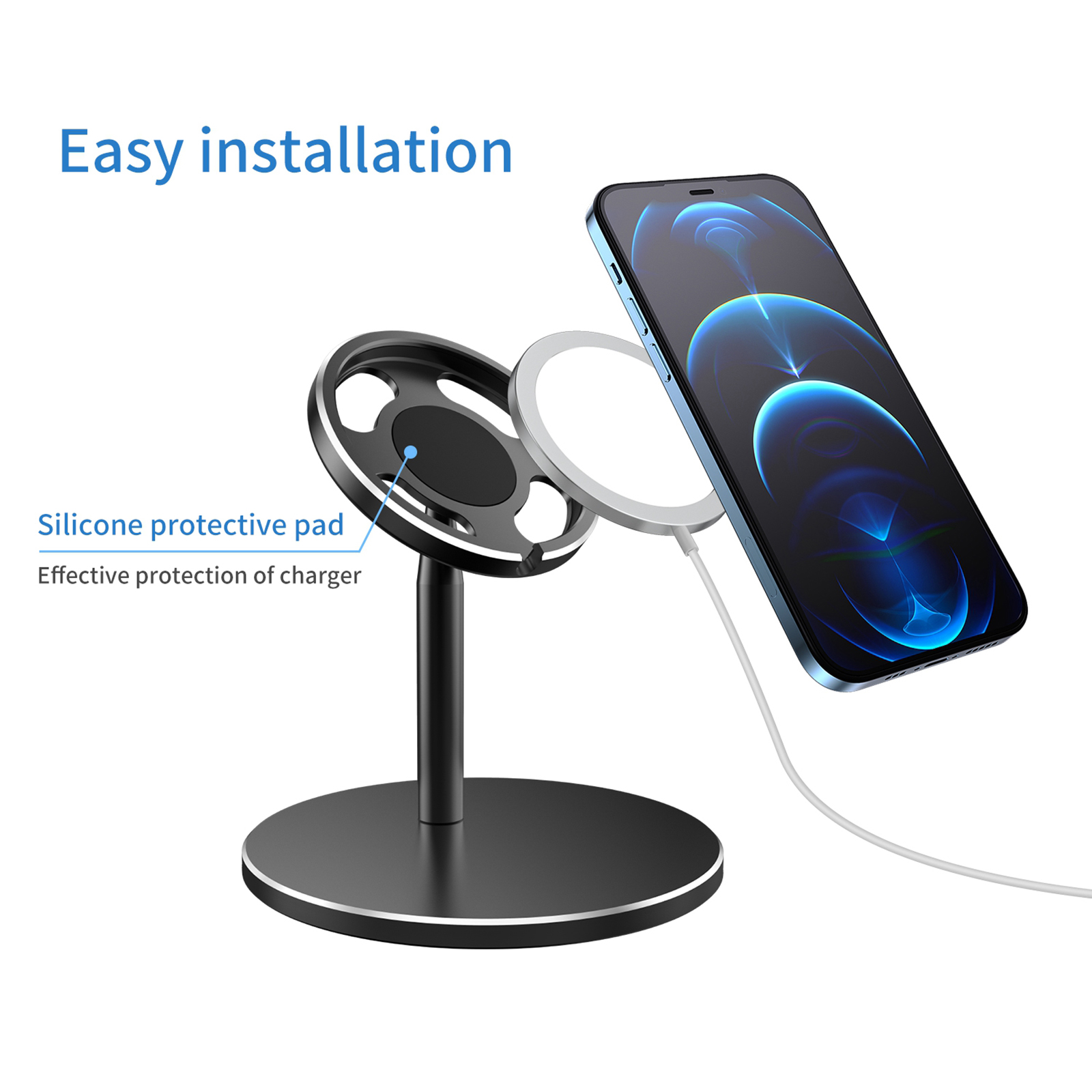 Adjustable Wireless Charger Phone Holder Charging Stand Only for 12,with Practical Silicone Pad
Adjustable Wireless Charger Phone Holder Charging Stand Only for 12,with Practical Silicone Pad