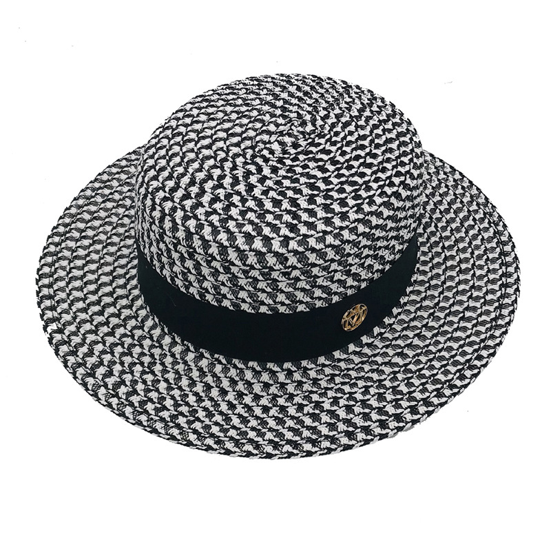 High-grade Summer Black White Plaid Wide Brim Flat Top Boater Hat Spring Women Grass Braid Sun Hat Party Wedding Formal Cap, Blue;gray
High-grade Summer Black White Plaid Wide Brim Flat Top Boater Hat Spring Women Grass Braid Sun Hat Party Wedding Formal Cap, Blue;gray