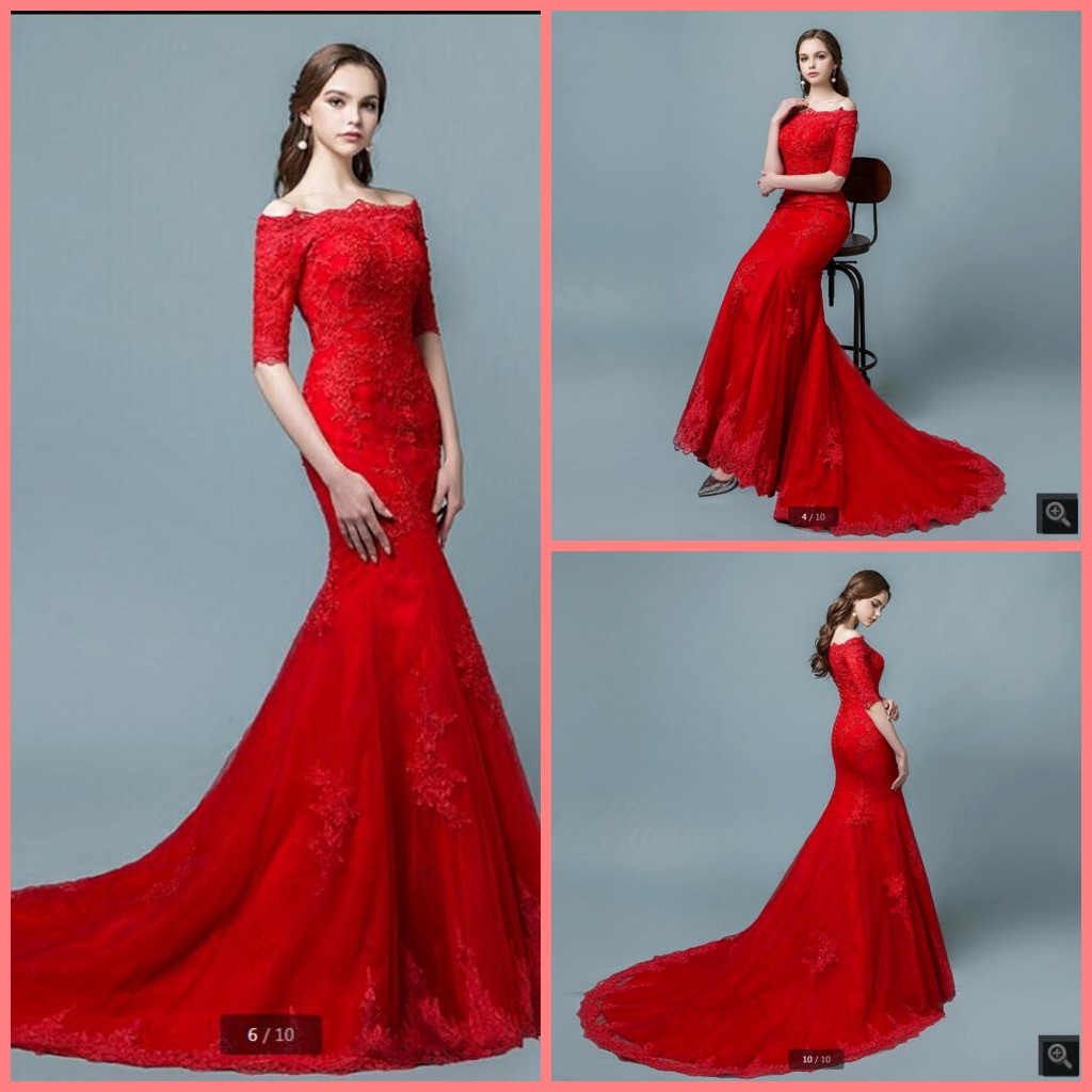 2021 robe de soiree red tulle mermaid wedding dress off the shoulder vintage half sleeve lace appliques bridal gowns court train corset bride dresses on sale
2021 robe de soiree red tulle mermaid wedding dress off the shoulder vintage half sleeve lace appliques bridal gowns court train corset bride dresses on sale