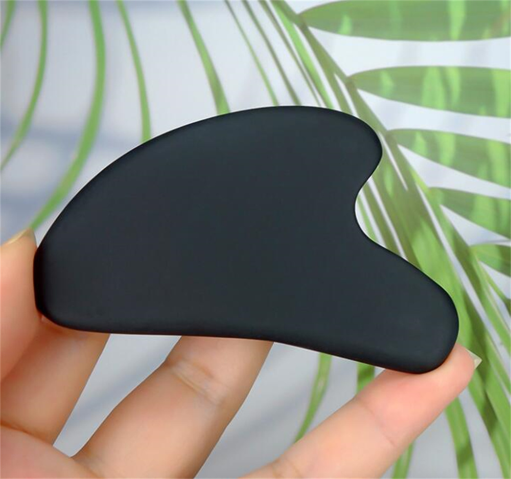 Wholesale Gua Sha Facial Body Massage Tools Heart Bian Stone 3D GuaSha Scraping Tool Black