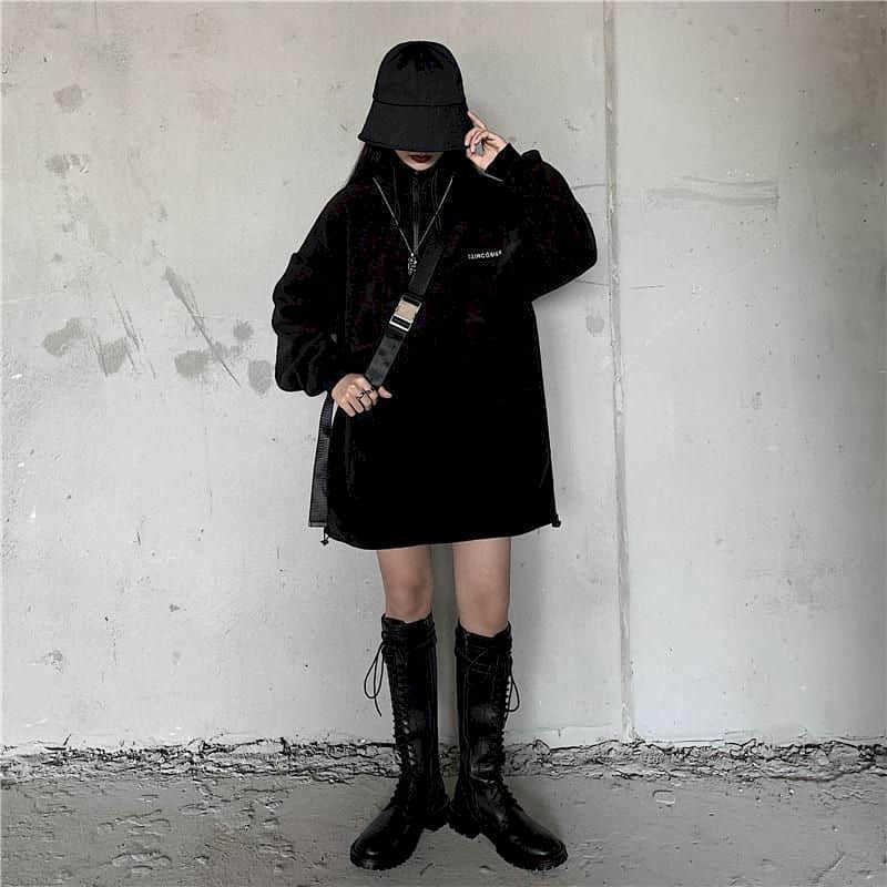 Sweatshirt jacket female autumn winter style Korean dark retro loose casual embroidery blouse polar fleece thick 210526