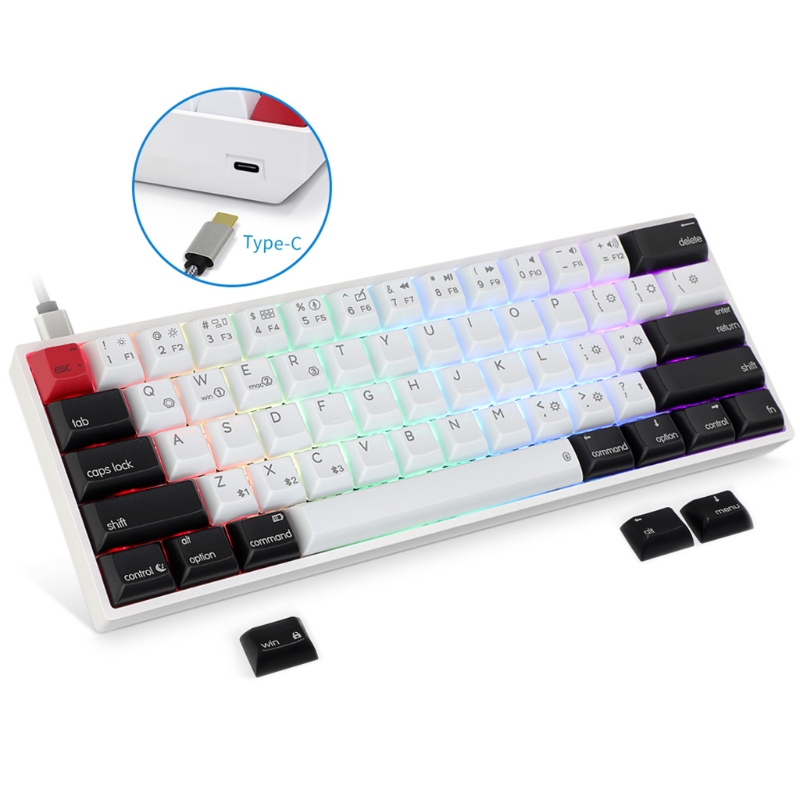 AK61 HotSwap Mechanical Keyboard Mini Portable Wired PBT Keycap Gateron Switch RGB Gaming Keyboard Designed