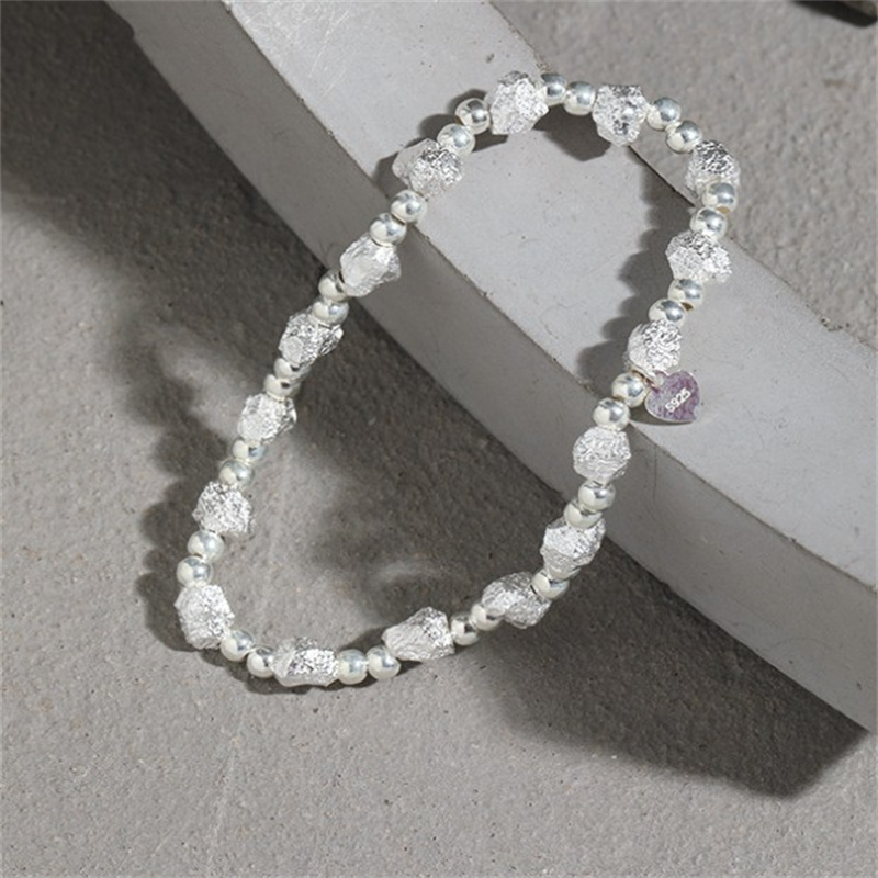 100% 925 Sterling Silver Geometric Square Round Beads Charm Bracelet For Women Fine Jewelry Female Elastic Bracelets