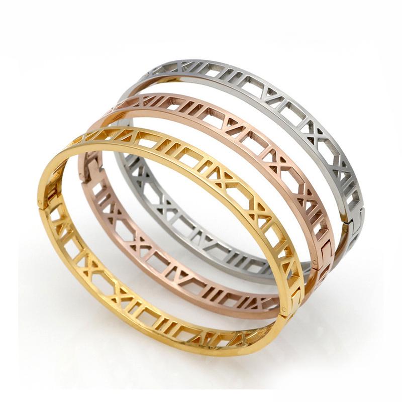 Hollow Roman Numeral Bracelet Jewelry Women Stainless Steel Bracelet Gold Silver High Quality1