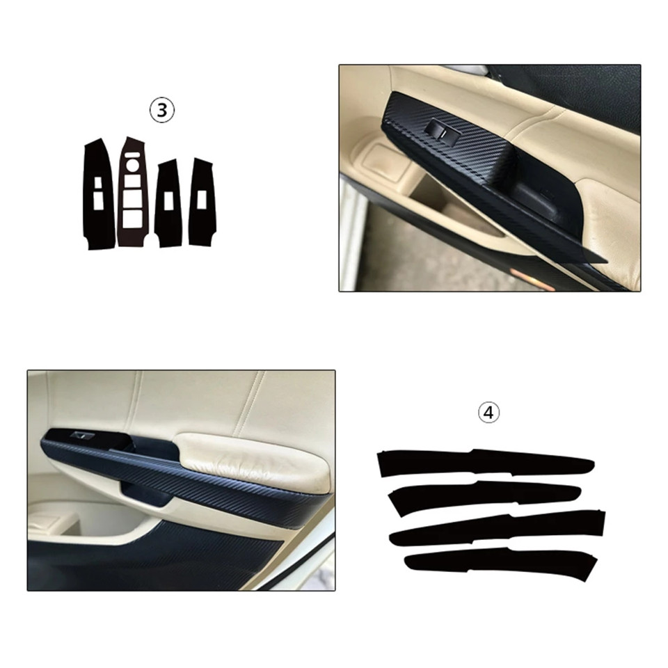 For Honda accord 2008-2013 Interior Central Control Panel Door Handle 5D Carbon Fiber Stickers Decals Car styling Accessorie
