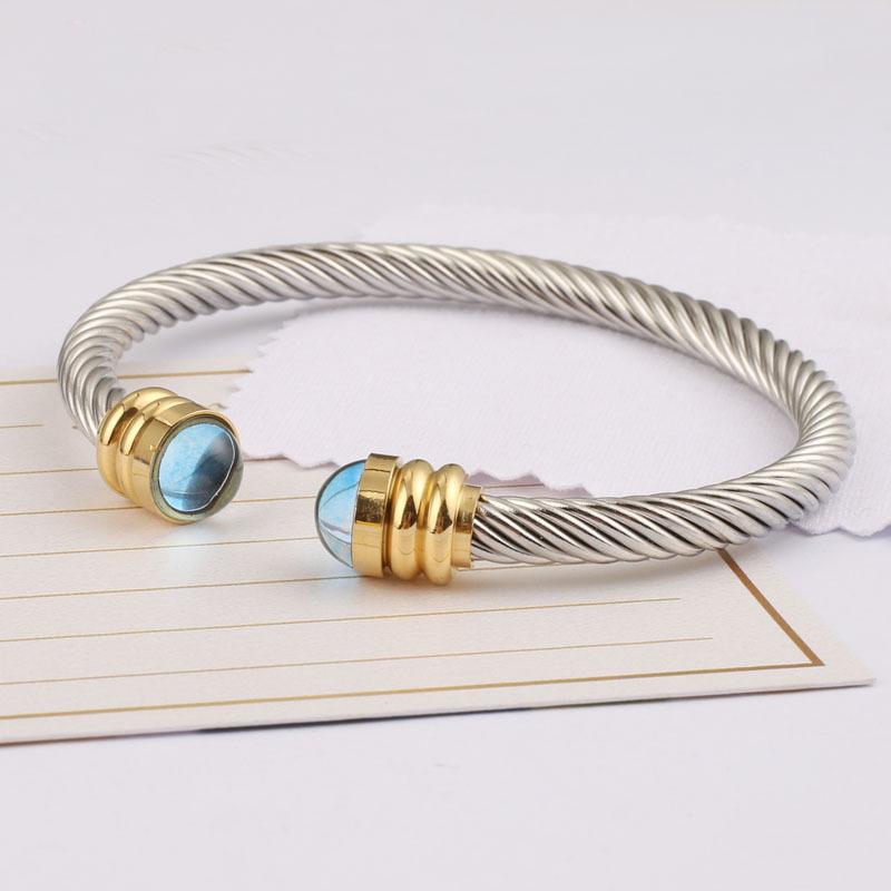 Bangle Wholesale Stainless Steel Cuff Blue Bead Fashion Jewelry Fine Wrist Accessories Hand Ornament Realizable
Bangle Wholesale Stainless Steel Cuff Blue Bead Fashion Jewelry Fine Wrist Accessories Hand Ornament Realizable