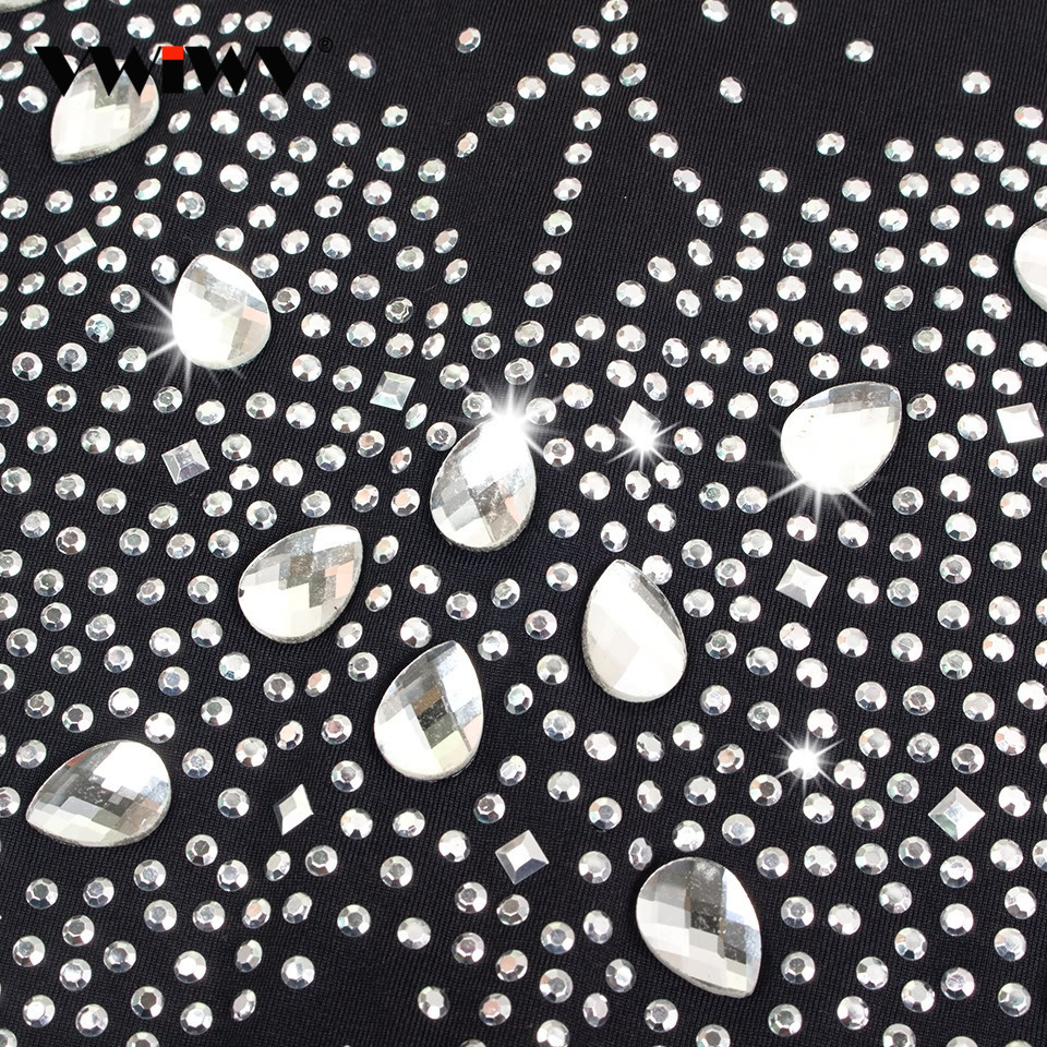 VWIWV Women Mock Neck Jumpsuit Sequin Rhinestone Diamonds Jumpsuits Long Sleeve Skinny Bodysuits Clubwear Party One Piece Romper Y200904