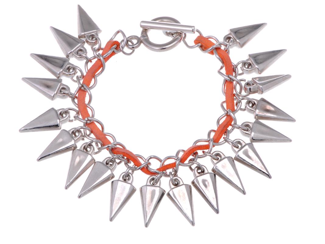 Charm Bracelets Silvery Toned Unique Multiple Studded Statement Bracelet With Orange Faux Leather Accent, Golden;silver
Charm Bracelets Silvery Toned Unique Multiple Studded Statement Bracelet With Orange Faux Leather Accent, Golden;silver