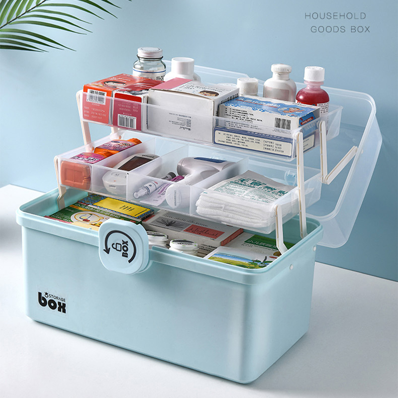 3 Layers Plastic Storage Medical Organizer Multi-Functional Portable Medicine Cabinet Family Emergency Kit Box Dropship1 210315