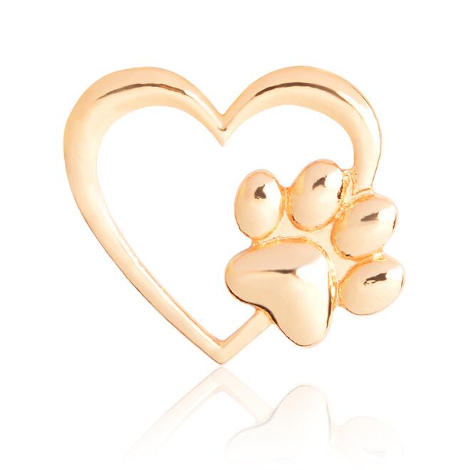 Silver Gold Color Love Heart Paw Lapel Pin Pet Paw Print Pet Loss and Pet Memorial Pins Jewelry Dog Cat Lover Gifts GC77