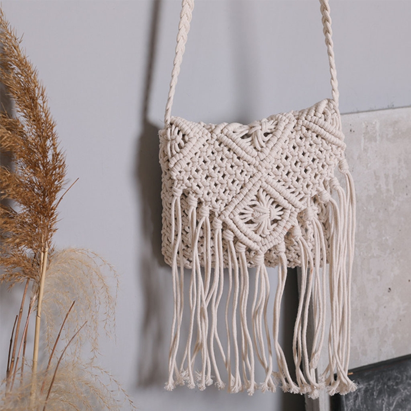 Tassel Crossbody Shoulder Bags Flip Woven Boho Beach Vacation Travel Small Handbag for Women Girls