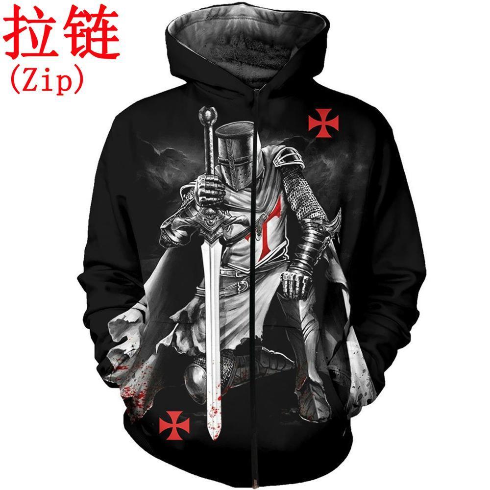 Drop shipping 3D Print Medieval Knights Templar Men hoodies Harajuku Fashion hooded Sweatshirt Unisex Casual jacket Hoodie QS20 201020