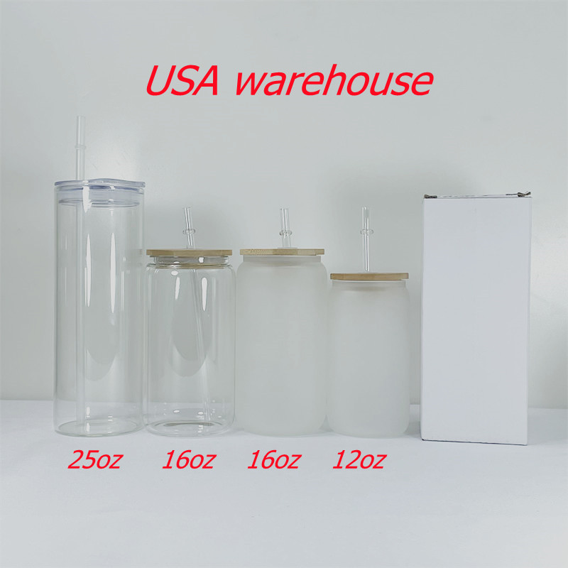 USA Local Warehouse 12oz 16oz Sublimation glass tumbler with Bamboo Lid clear frosted glasses mason jar beer cola can reusable Plastic Straw Soda bottle 50pc/case, As pic
USA Local Warehouse 12oz 16oz Sublimation glass tumbler with Bamboo Lid clear frosted glasses mason jar beer cola can reusable Plastic Straw Soda bottle 50pc/case, As pic