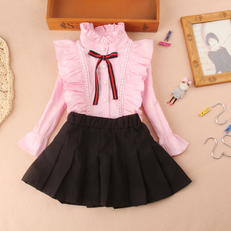 Arrival Girls Blouses Fall Children Clothes White Mandarin Collar Blouse for Back To School Shirts Teen Kids Tops 220314
