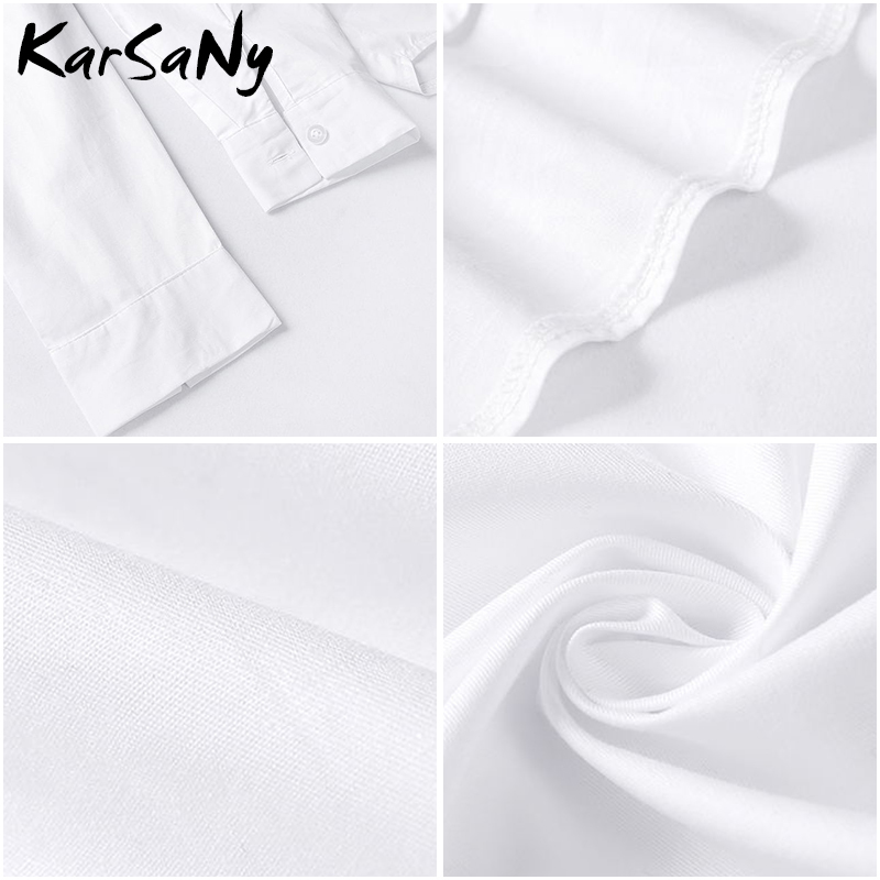 Women's White Shirt Oversize Cotton Femme Tops Plus Size 5XL Long Shirts For Women White Blouse Spring Long Sleeve Tunics Women 210225