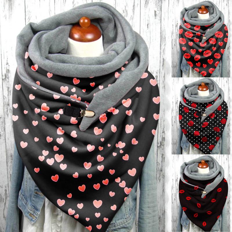 Scarves Women Winter Scarf With Buckle 2021 Double-layer Love Printing Bandana Foulard Femme Multi-purpose Shawl For 
Scarves Women Winter Scarf With Buckle 2021 Double-layer Love Printing Bandana Foulard Femme Multi-purpose Shawl For