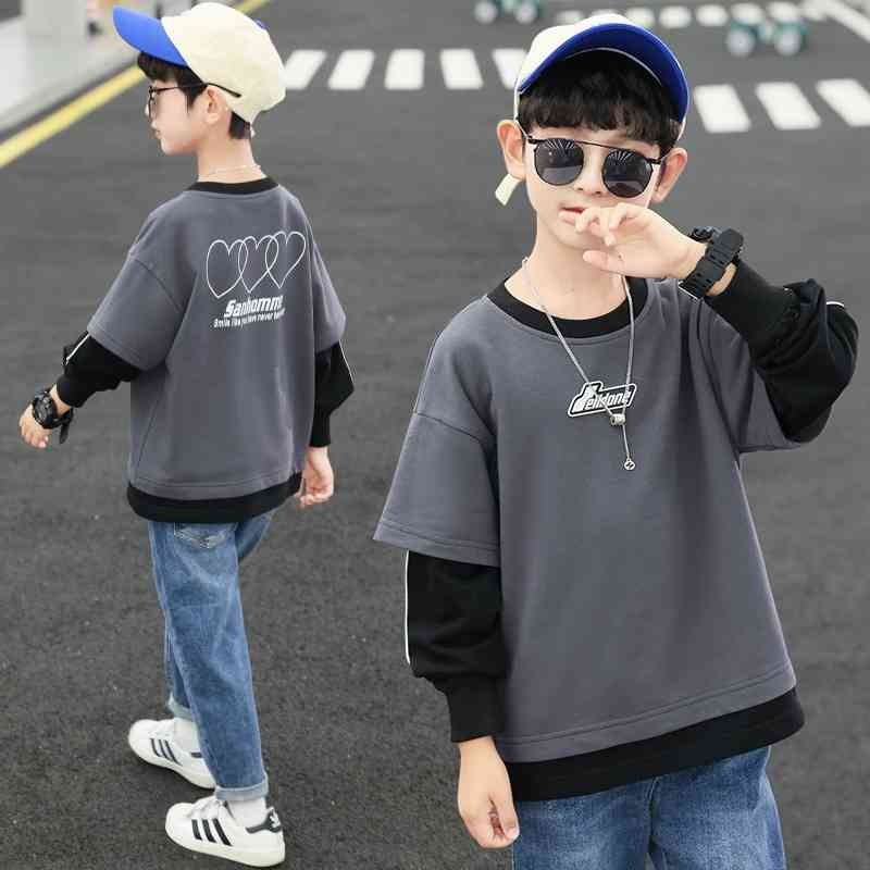 Boys' sweater Korean version 2021 new fake two piece long sleeved top Pullover fashion big children's autumn dress
Boys' sweater Korean version 2021 new fake two piece long sleeved top Pullover fashion big children's autumn dress