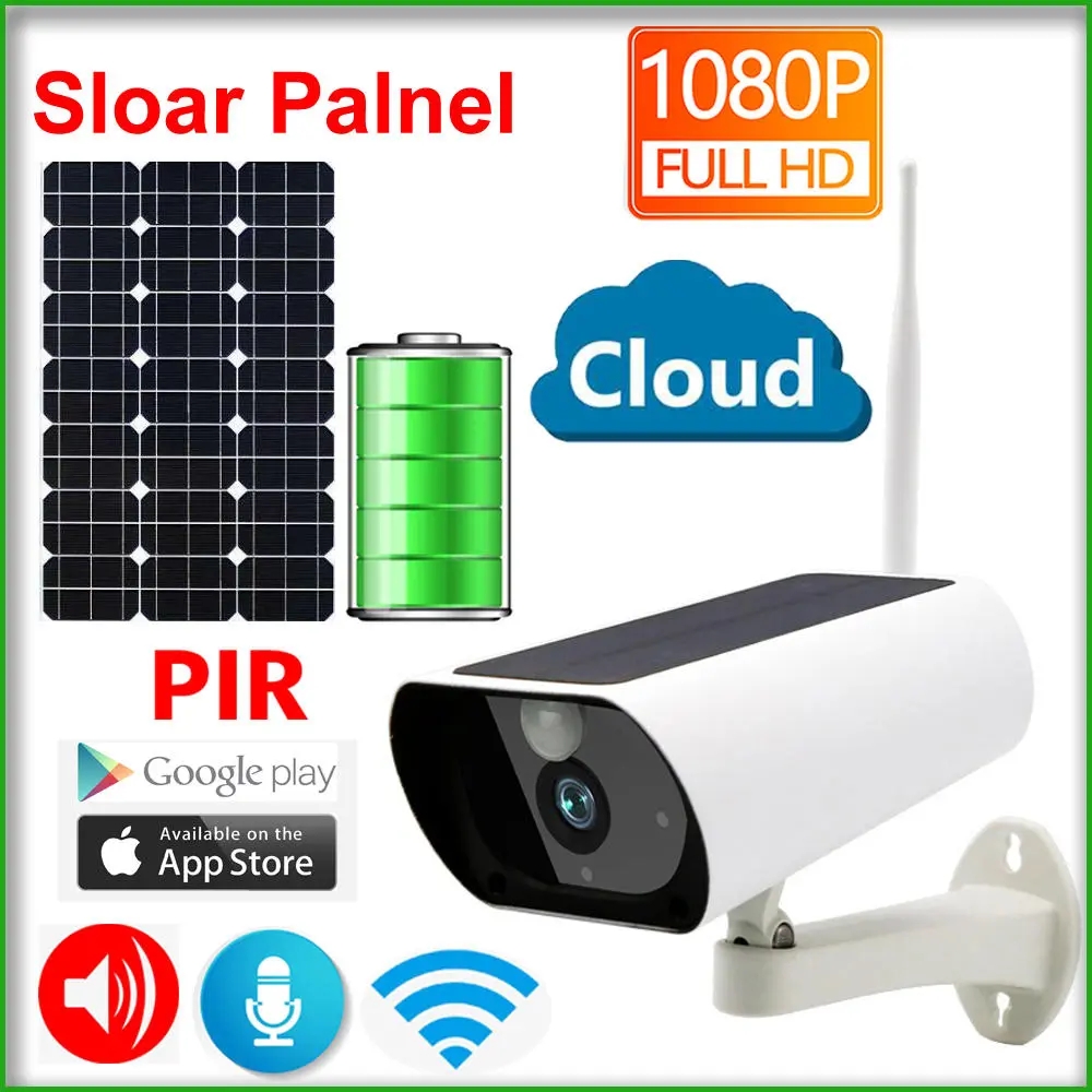 JN-Y9 Solar Panel Battery 1080P IP Camera Wifi Sloar CCTV Wireless Security Outdoor Indoor Waterproof Full HD Surveillance PIR Detection