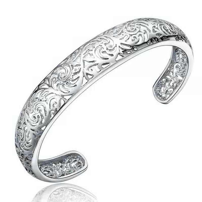 Bangle 925 Sterling Silver Cuff Bangles & Bracelet Creative Ethnic Hollow Flowers For Women Wedding Jewelry Gift
Bangle 925 Sterling Silver Cuff Bangles & Bracelet Creative Ethnic Hollow Flowers For Women Wedding Jewelry Gift