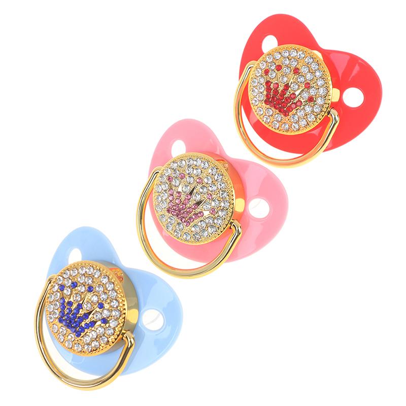 Pacifiers# Pacifier Baby Dummy Infant Lollipop Chupeta Crown Rhinestones Bling Gold