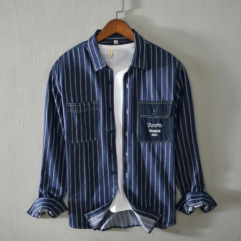 2021 New 100% Cotton Brand Stripe Fashion Blue Striped Shirts for Men Autumn and Winter Long-sleeved Shirt Mens Chemise Camisa 13l5
2021 New 100% Cotton Brand Stripe Fashion Blue Striped Shirts for Men Autumn and Winter Long-sleeved Shirt Mens Chemise Camisa 13l5