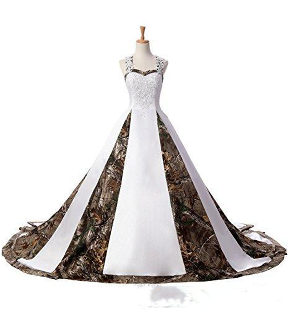 Newest A-Line Sweetheart Camo Satin Wedding Dresses Bridal Gowns Lace Up Plus Size Wedding Party Vestidos De Novia