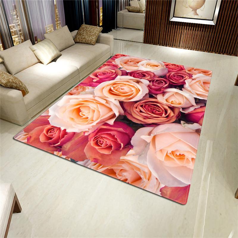 Carpets 2021 Rose Carpet 3D Mat For Living Room Flower Rug Bathroom Anti-slip Absorb Kitchen Home Decor Doormat Custom