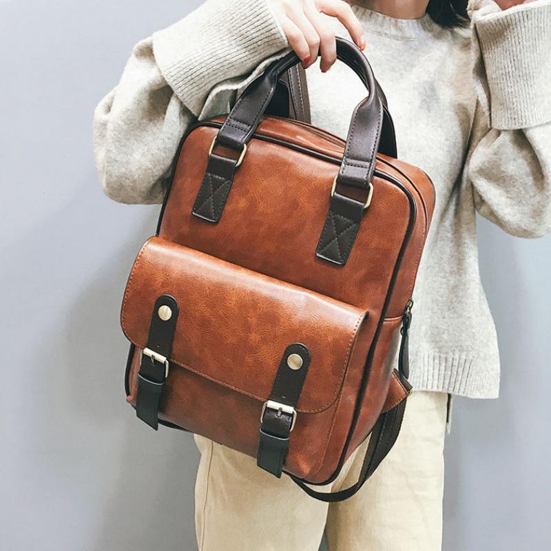 2021 anti theft school bags waterproof travel vintage laptop brown leather big backpack women korean designer, Black 
2021 anti theft school bags waterproof travel vintage laptop brown leather big backpack women korean designer, Black