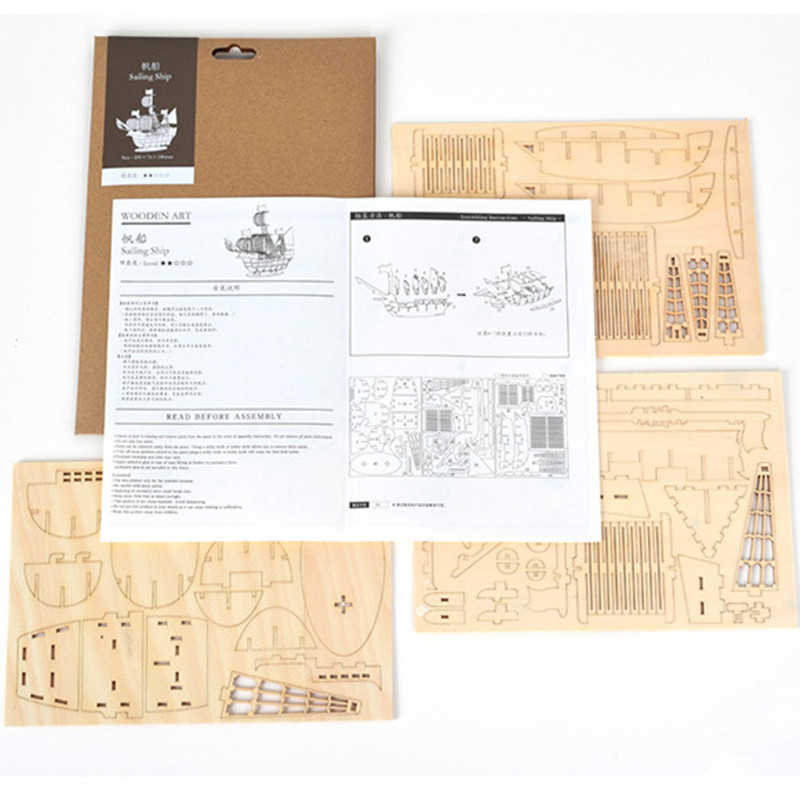 3D Wooden Puzzle DIY Handmade Mechanical Toys For Children Adult Kit Game Assembly Model Ships Train Airplane