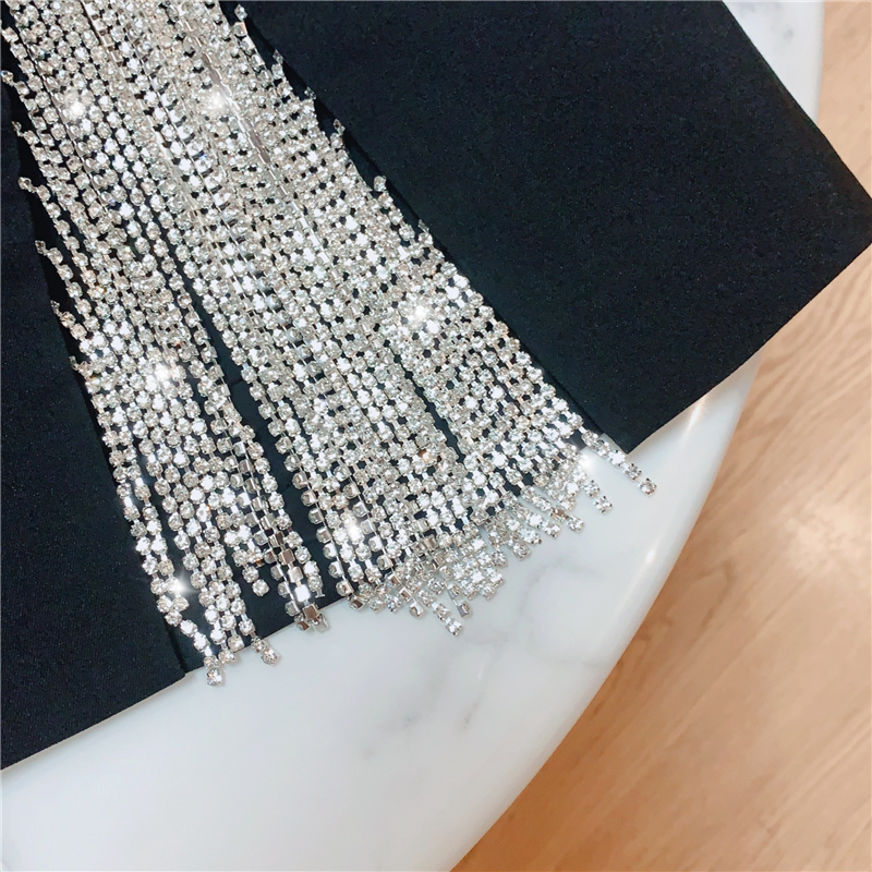 DEAT Summer Arrival Casual Black And White Rhinestones Tassel High Waist A Line Short Skirt Women SE232 210306