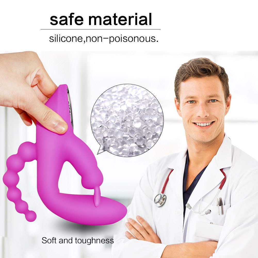 3 in 1 G-Spot Rabbit Anal Dildo Vibrator Adult Sex Toys with 10 Vibrating Modes for Women Rechargeable Clitoris Vagina Stimulato T200824