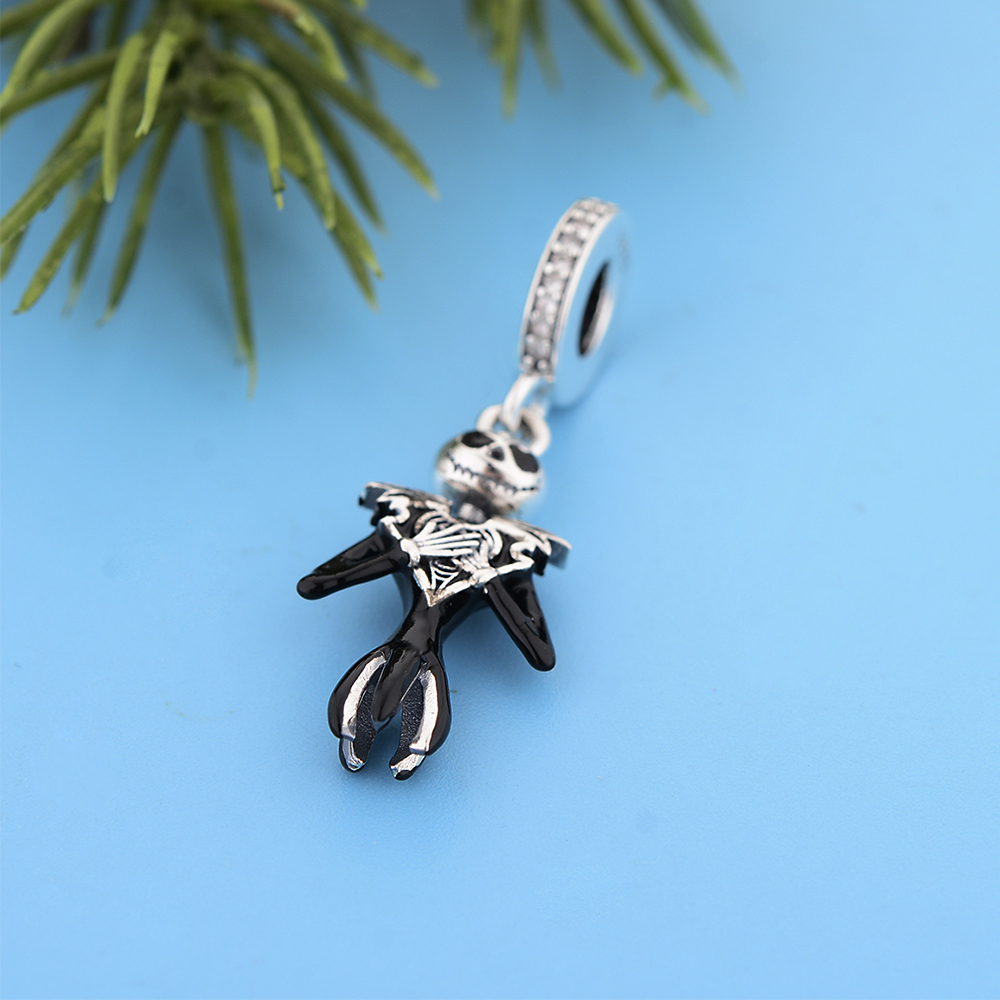 Fit Original Brand Charm Bracelet Authentic 925 Sterling Silver Black Jack Pumpkin Pendant Bead For Making Women Halloween Necklace Berloque