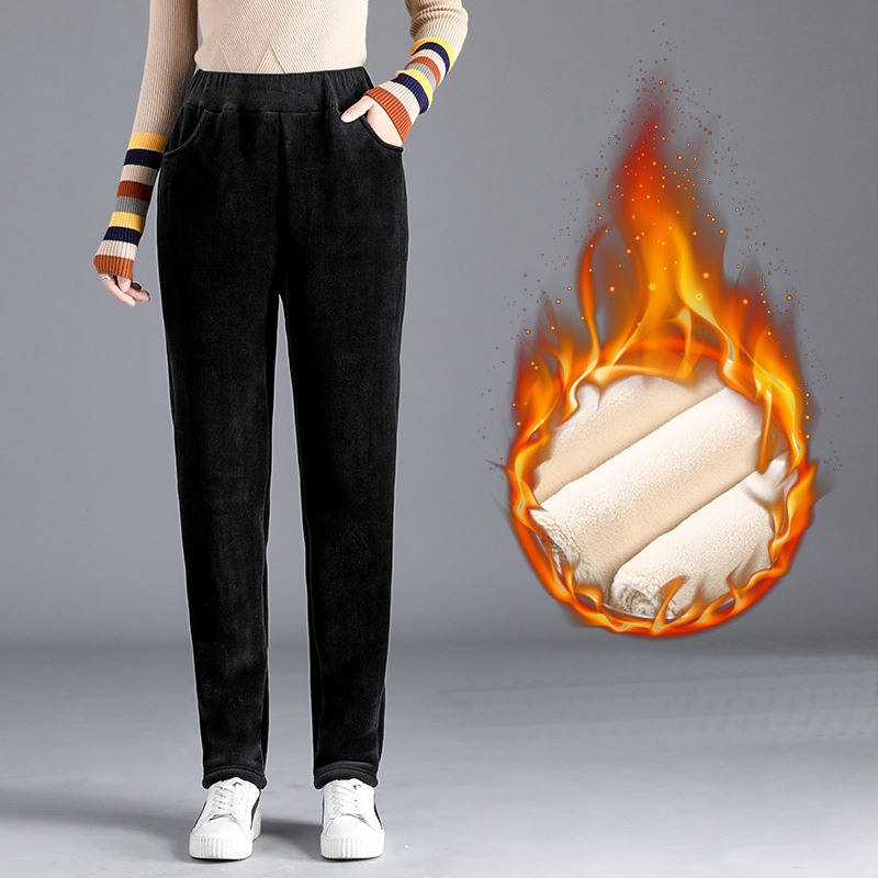 Autumn Winter Corduroy Harem Pants Women Fashion Thickening Casual Ladies' Pants Korean Loose High Waist Fleece Trousers 201012