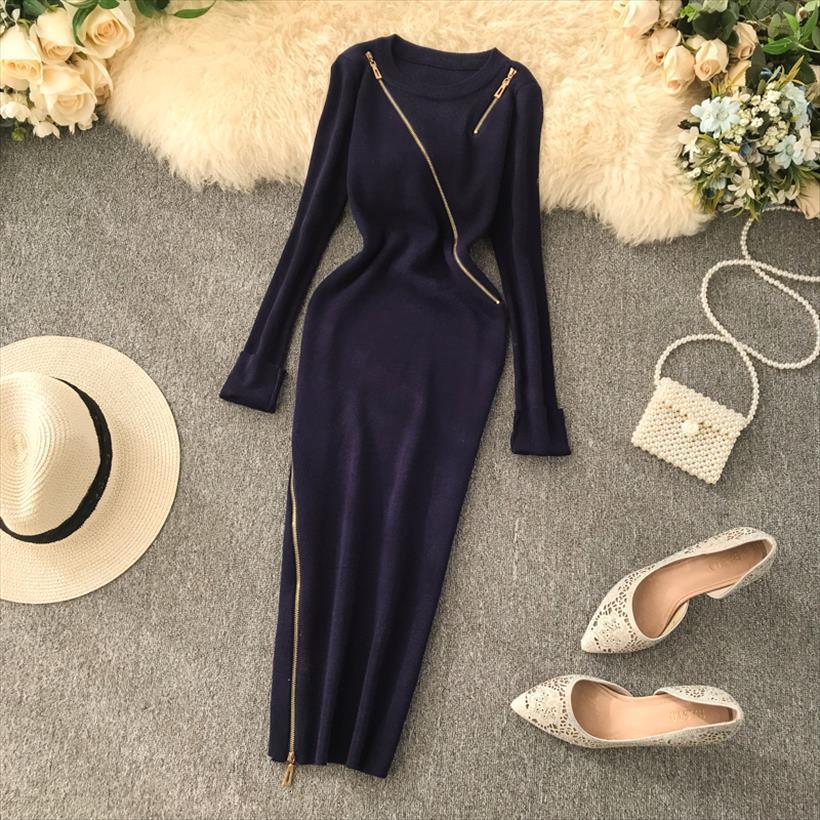 slim zipper autumn winter womens dresses bodycon knitted sweater midi pencil party knee length women casual office vestidos, Black;gray
slim zipper autumn winter womens dresses bodycon knitted sweater midi pencil party knee length women casual office vestidos, Black;gray
