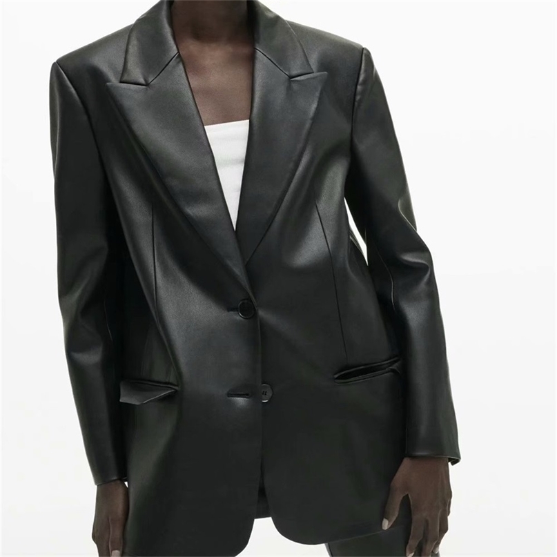 autumn women style lapel long-sleeved back hem, split-breasted, imitation leather loose casual blazer 211019, As picture
autumn women style lapel long-sleeved back hem, split-breasted, imitation leather loose casual blazer 211019, As picture