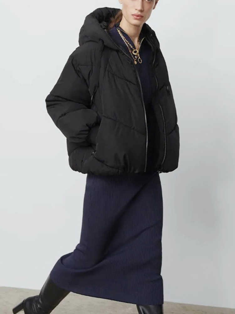 HWLZLTZHT Winter Warm Snow Women Hooded Parkas Down Jacket Cotton Padded Woman Coat Thicken Casual Parka 211011