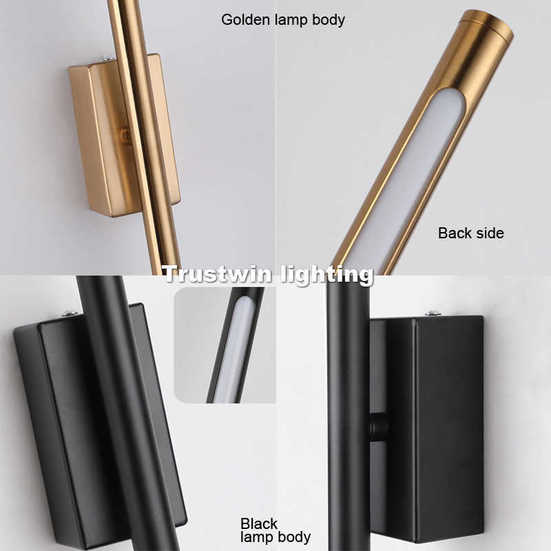 Modern simple linear tube LED wall lamp up down background opposite wall light LED bedside foyer corridor black gold LED sconce 215889021
