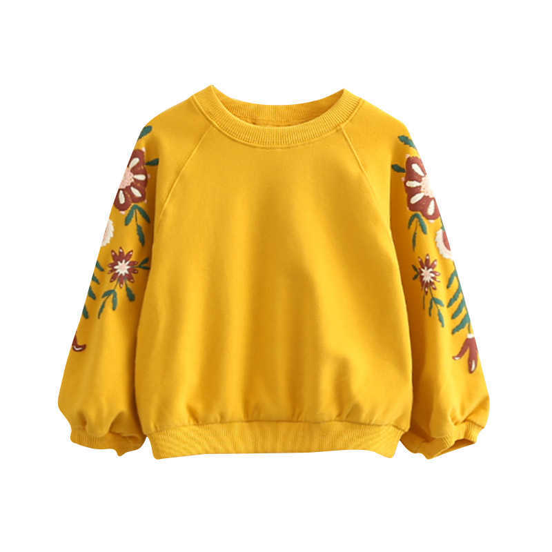 Autumn Spring Casual 3-4 5 6 7 8 9 10 11 12 Years Teenager Children'S Flower Tops Hoodies Kids Baby Girl Loose Sweatshirts 210529