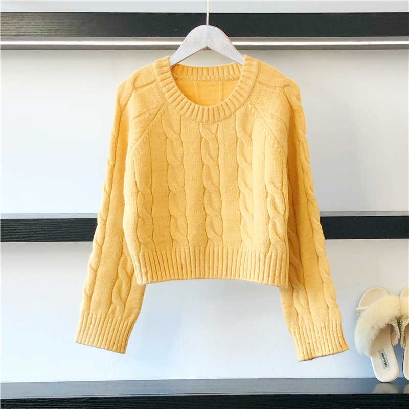 PEONFLY Solid Casual Loose Warm Knitted Cardigan Women Autumn Long Sleeve Short Knitwear Winter Women Jumper Green 210928